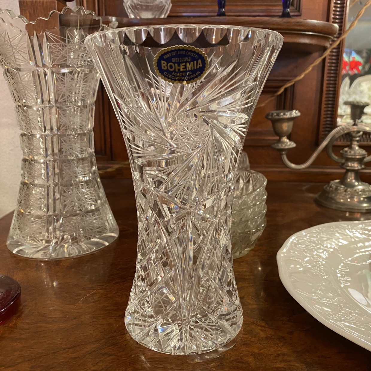 ボヘミアクリスタル　花瓶主な素材ガラス