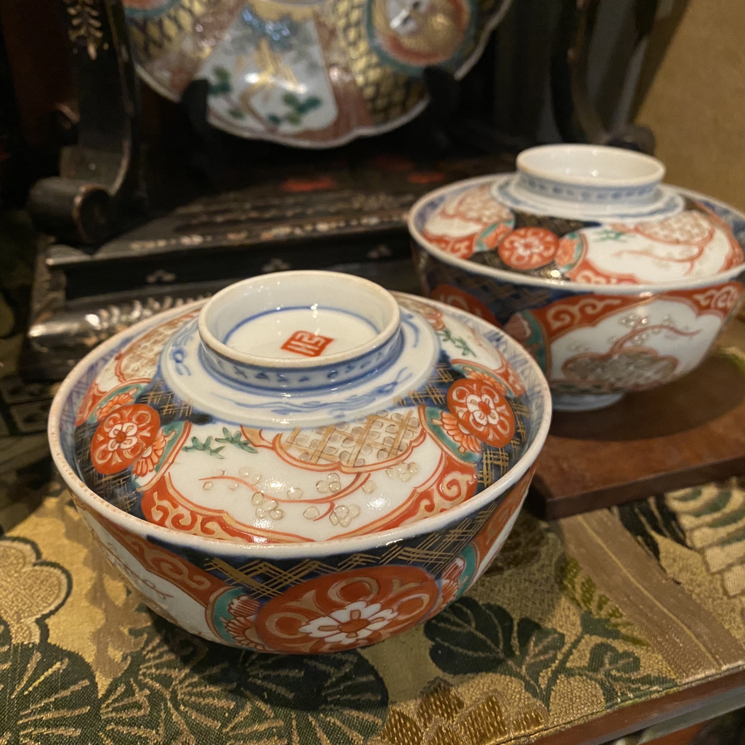 赤絵 蓋付茶碗 伊万里焼 | Antique Nanae