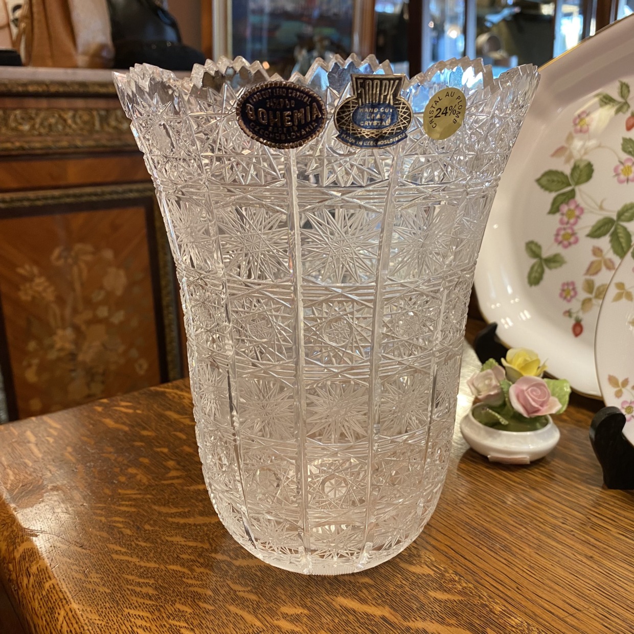 26 ボヘミア クリスタル 花瓶 Bohemia Crystal ガラス - 花瓶