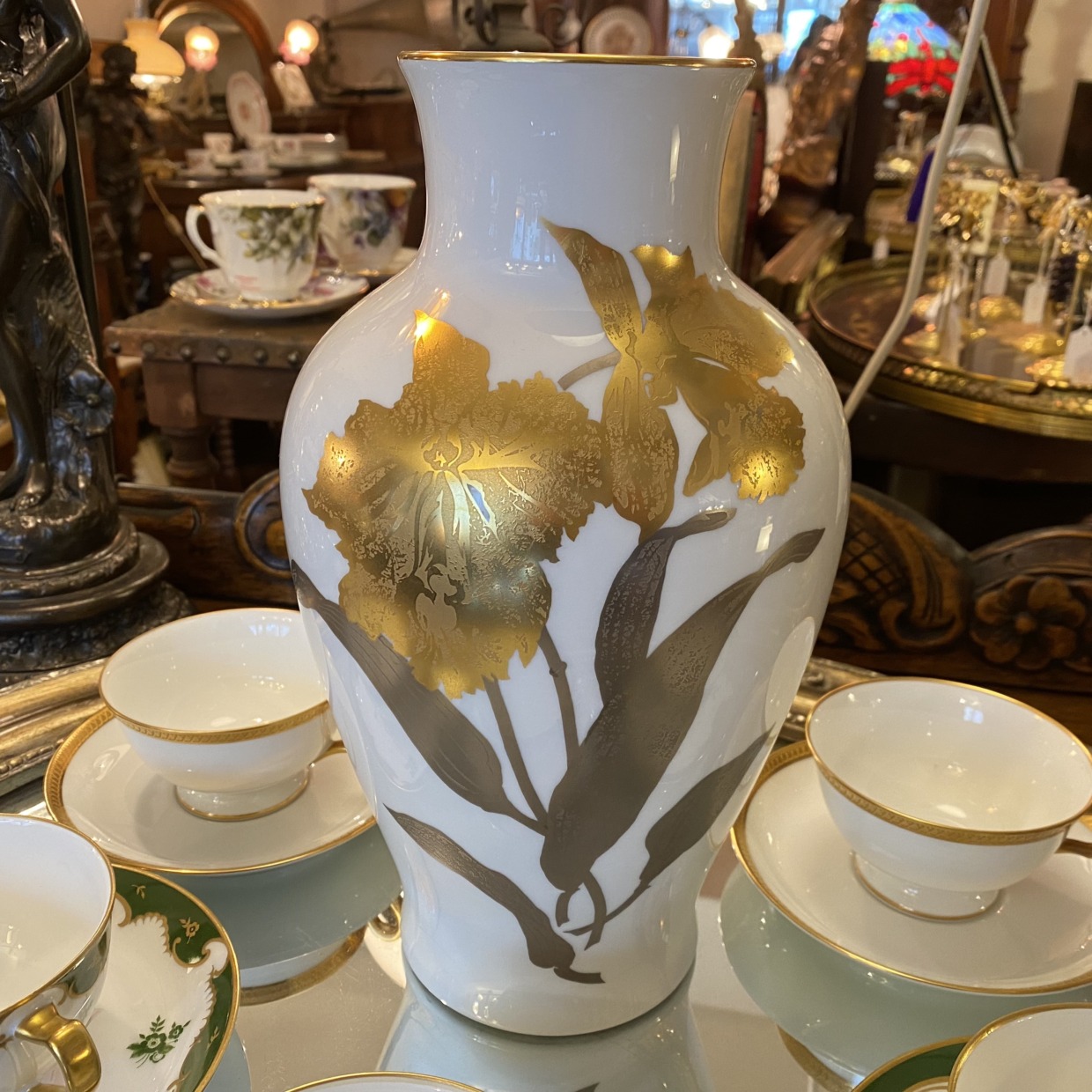 大倉陶園 花瓶 花生 花器 フラワーベース OKURA 金彩 金 - 花瓶 