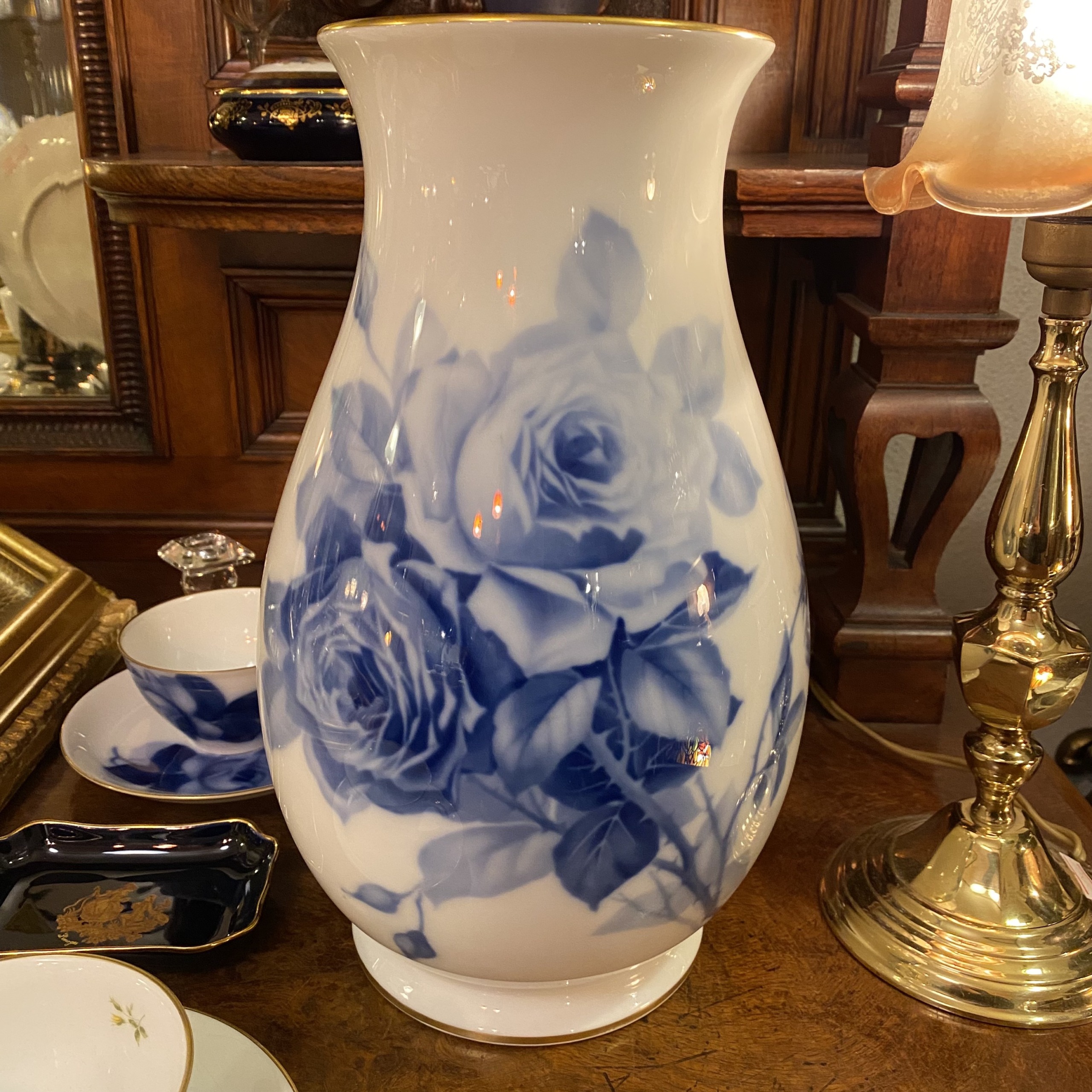 大倉陶園】花瓶 ブルーローズ vase OKURA 1970 - 食器